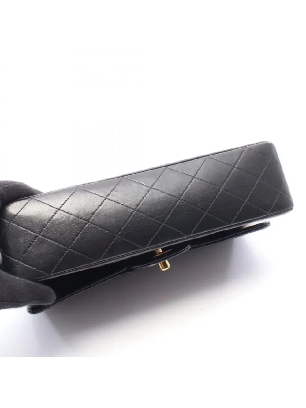 Chanel Shoulder Bag Quilted Double Flap Black Lambskin Chain